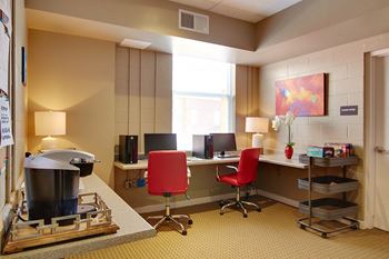 Business center with computers